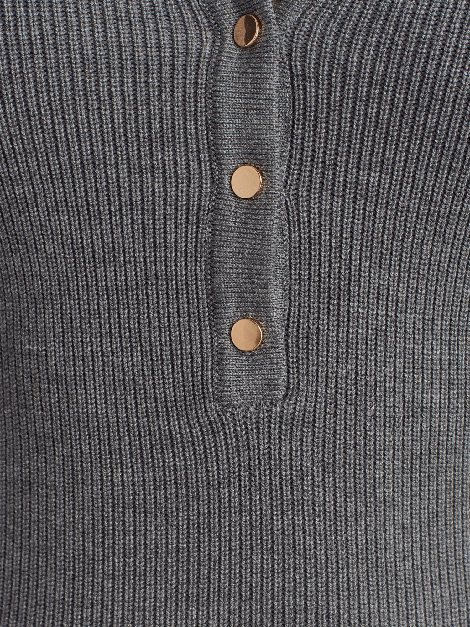 Kadın Antrasit Dik Yaka Çıtçıtlı Uzun Kol Triko Kazak