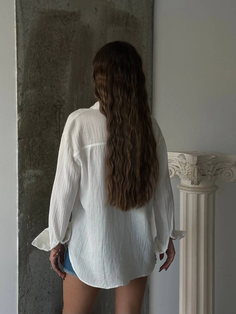 Kadın Beyaz Müslin Kumaş Premium Gömlek