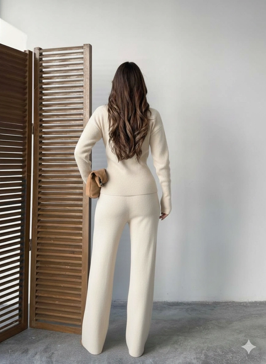 Kadın Antrasit Cıtcıt Detaylı Hırka Pantolon Alt Üst İkili Triko Takım (S/M Beden)