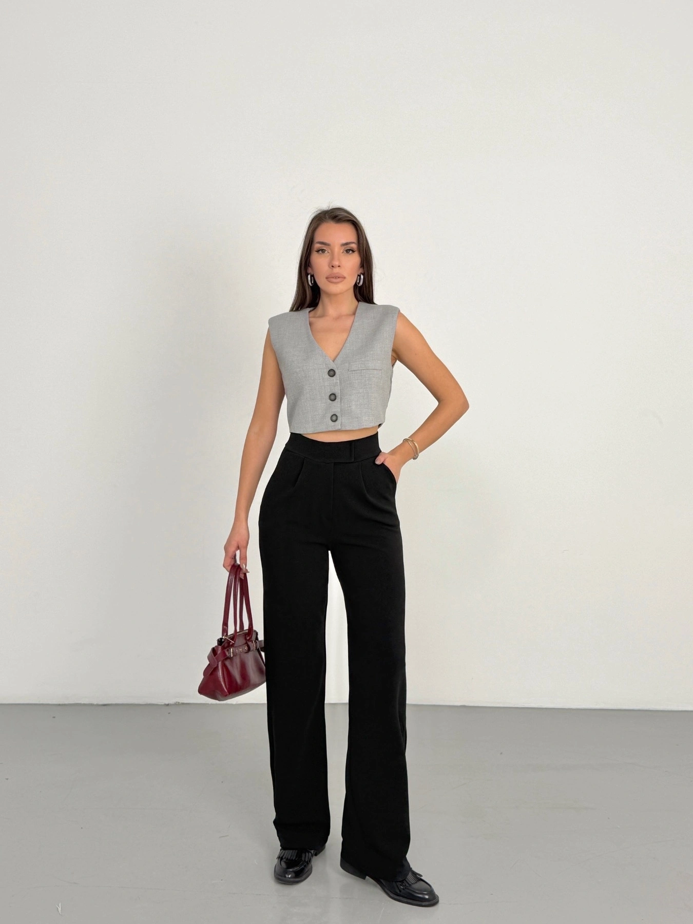 Kadın Haki Ham Kumaş Cepli Gömlek