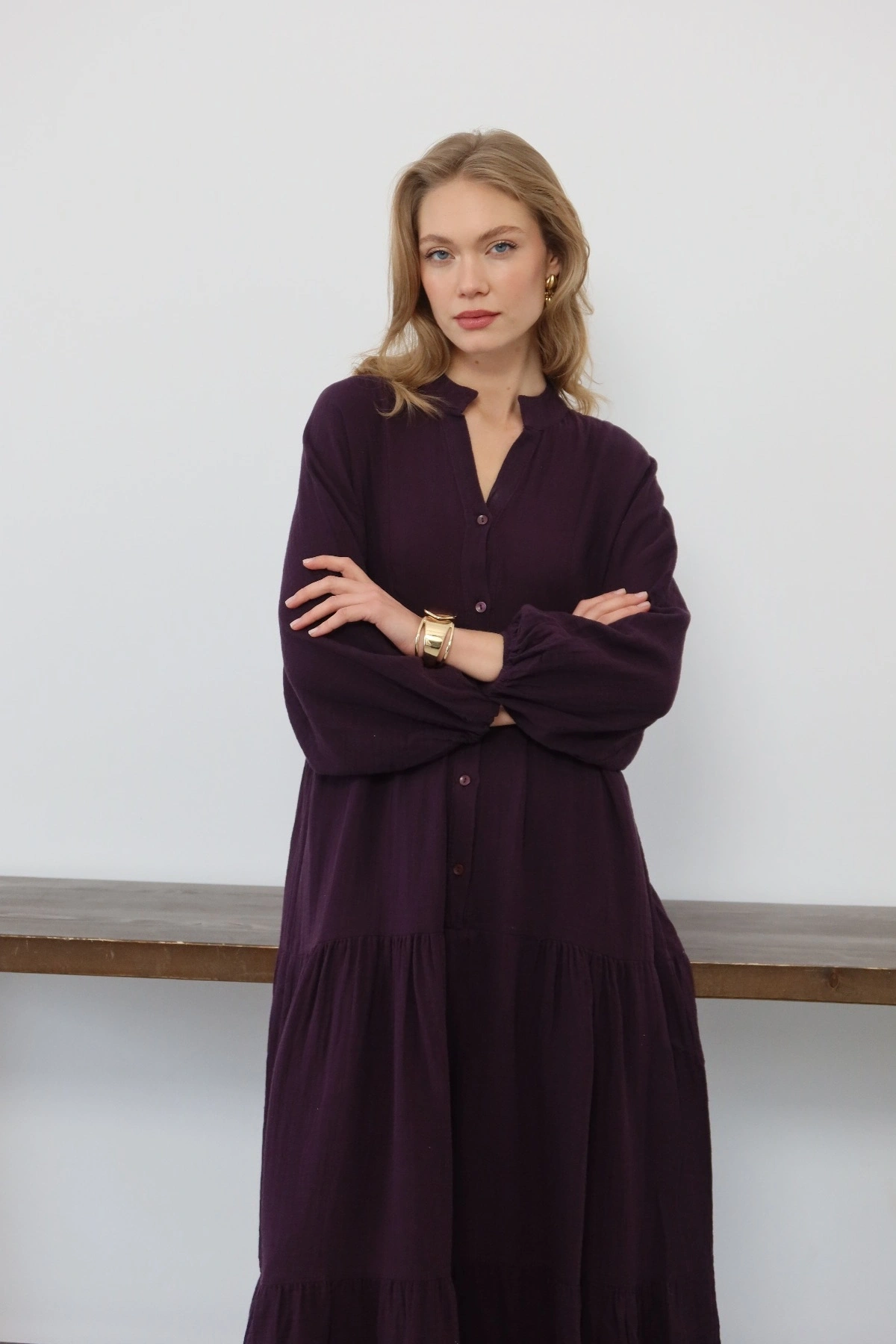 Kadın Siyah Bohem Tarz Müslin Kumaş Rahat Kalıp Astarlı Uzun Şık Bayramlık Elbise