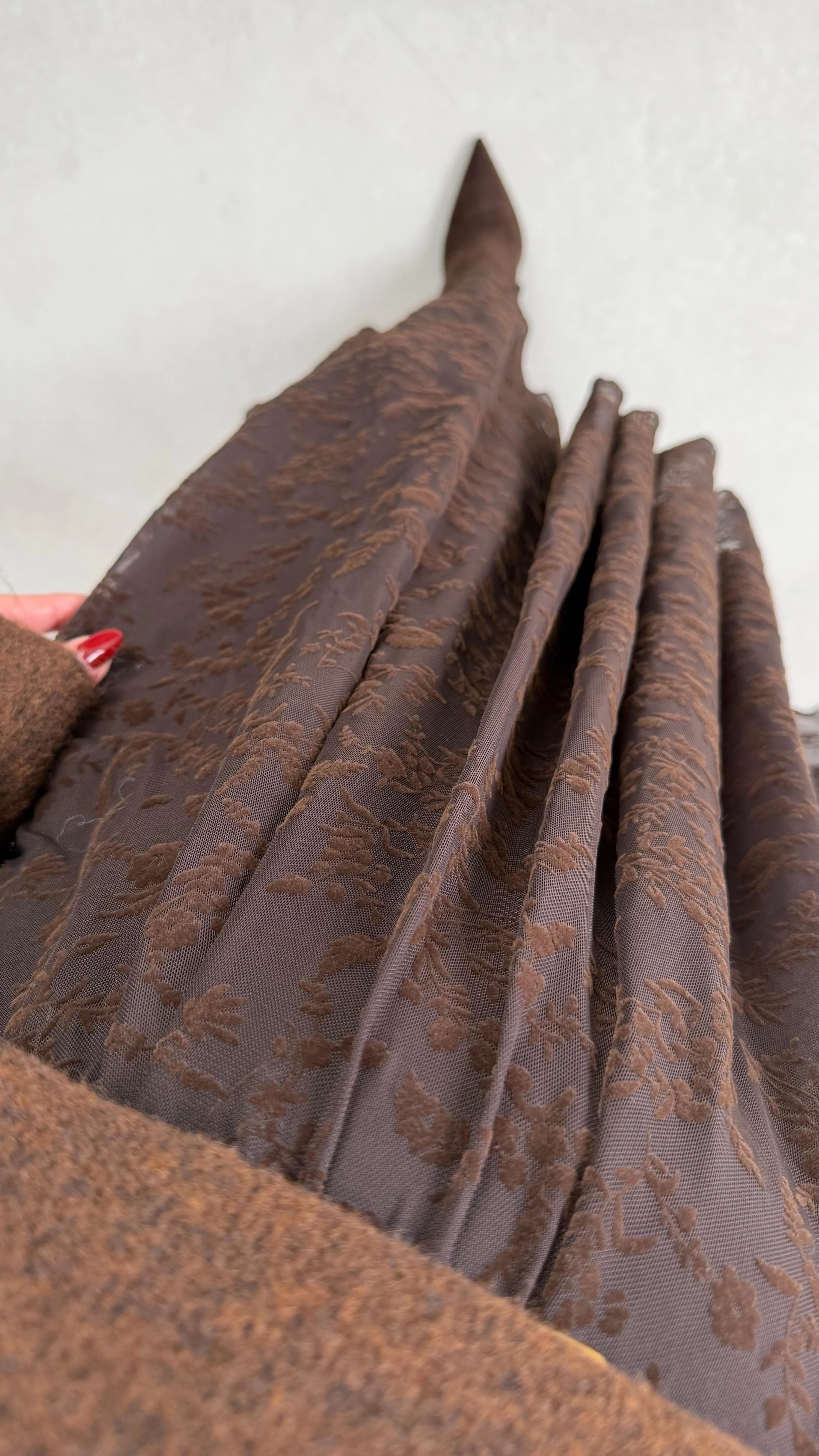 Kadın Acı Kahve Astarlı Asimetrik Kesim Premium Etek