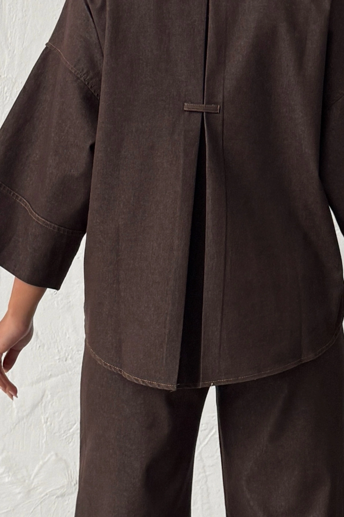 Kadın Kahverengi Gömlek Pantolon Premium Kalite Alt üst ikili Takım