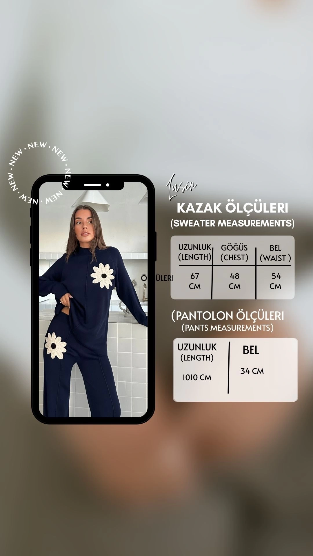 Kadın Lacivert Yarım Balıkçı Yaka Kazak Pantolon Alt Üst Triko Takım