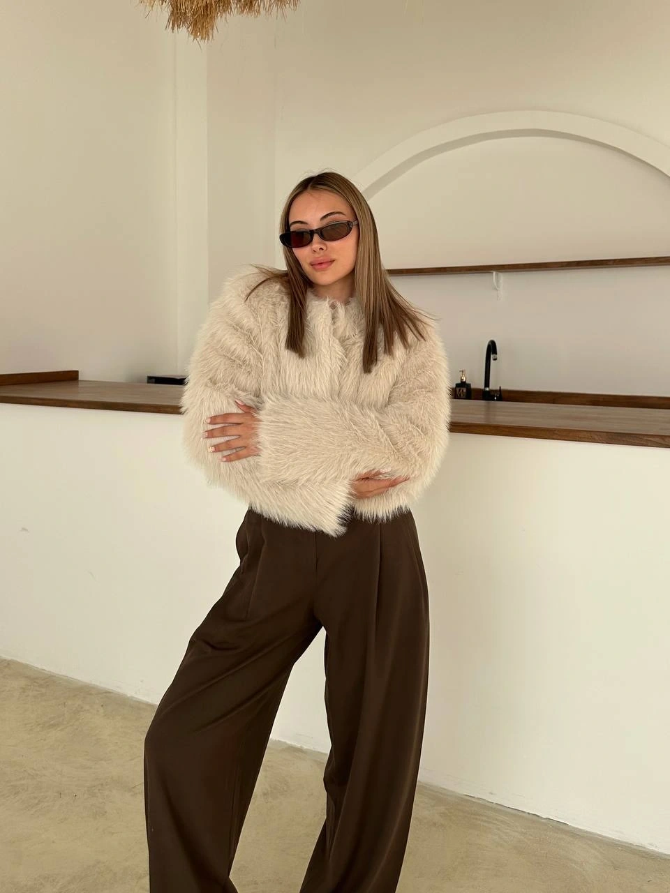 Kadın Premium Kalite Astarlı Kısa kürk Ceket