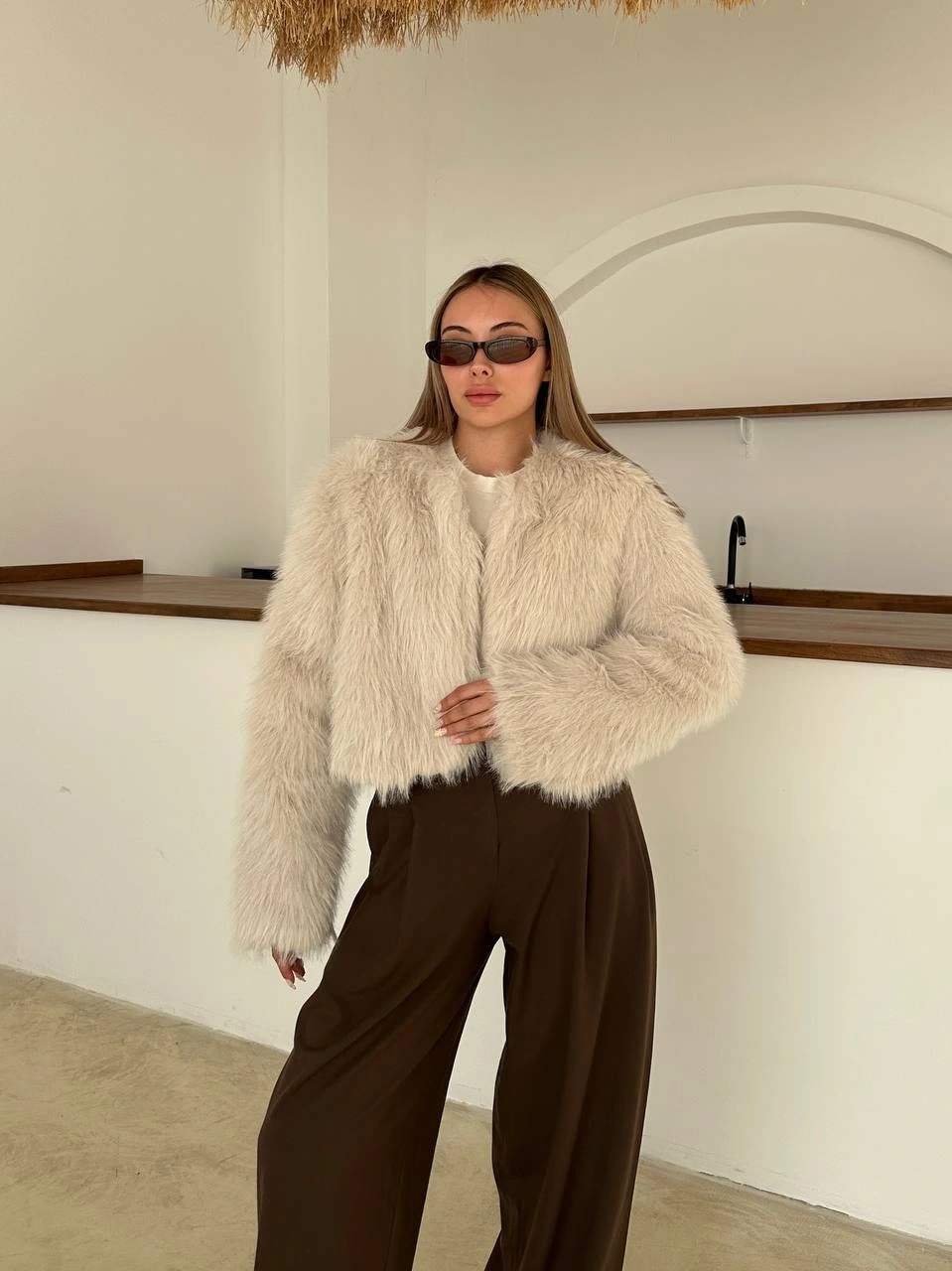 Kadın Premium Kalite Astarlı Kısa kürk Ceket