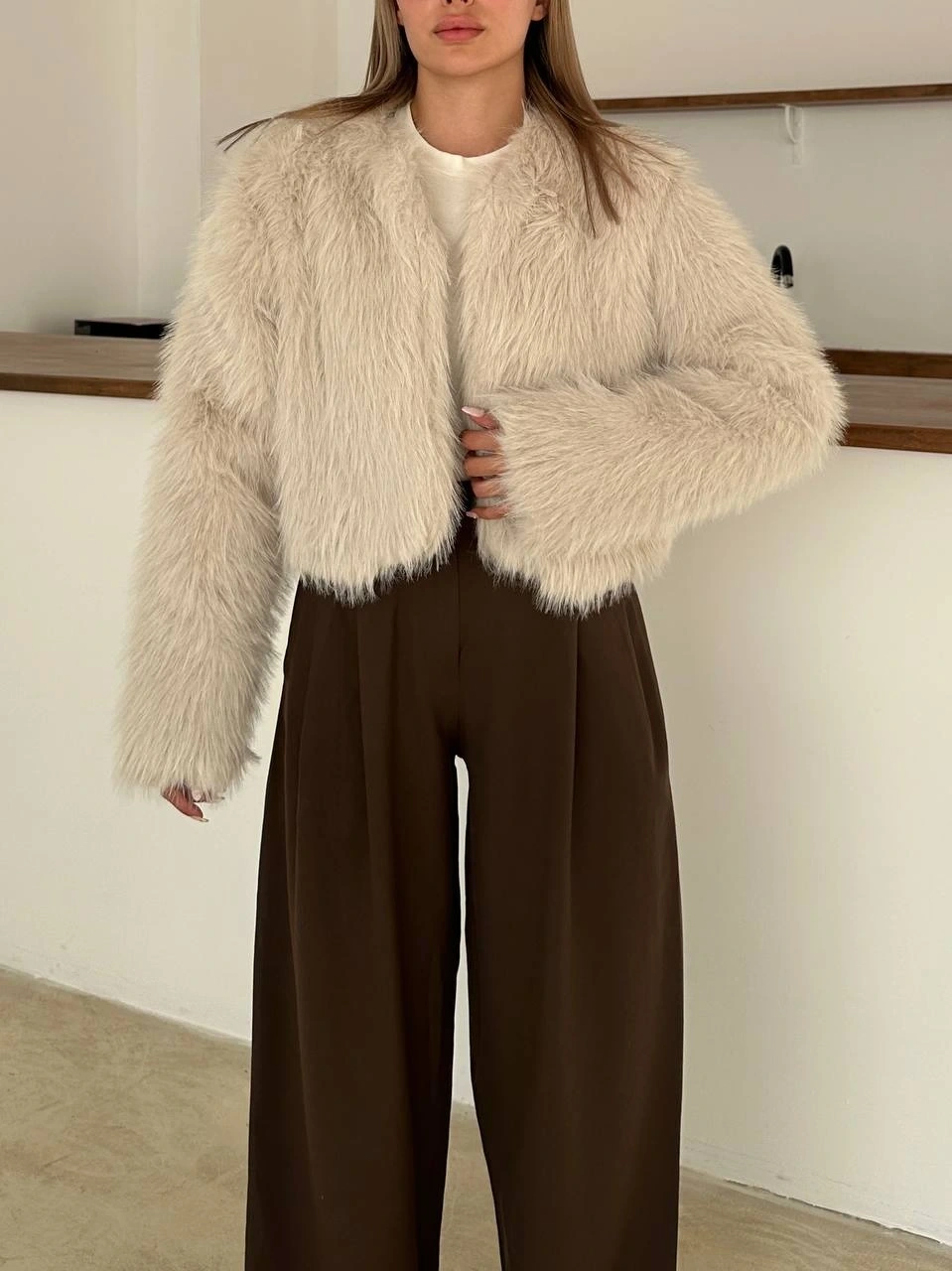 Kadın Premium Kalite Astarlı Kısa kürk Ceket