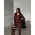 Kadın Kahverengi Rahat Kesim Fermuarlı Oversize Alt Üst ikili Triko Takım