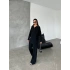 Kadın Siyah Rahat Kesim Fermuarlı Oversize Alt Üst ikili Triko Takım