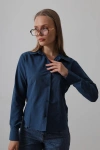 Kadın Lacivert Slim Fit Pensli Dar Kesim Günlük Şık Gömlek