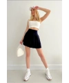 Kadın Içi Şortlu Piliseli Lacivert Mini Etek