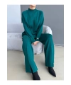Kadın Yarım Balıkçı Yaka Kazak Pantolon Alt Üst Triko Takım - Nefti Yeşili