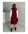 Kadın Şık Düğmeli Uzun Premium Triko Hırka - Bordo
