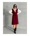 Kadın Şık Düğmeli Uzun Premium Triko Hırka - Bordo