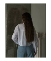 Kadın Beyaz Şık Bağcık Detaylı Crop Dokuma Gömlek