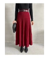 Kadın Bordo Pilise Detaylı Uzun Triko Etek