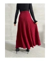 Kadın Bordo Pilise Detaylı Uzun Triko Etek