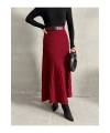 Kadın Bordo Pilise Detaylı Uzun Triko Etek