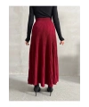 Kadın Bordo Pilise Detaylı Uzun Triko Etek