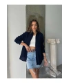 Kadın Lacivert Müslin Kumaş Premium Gömlek