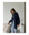 Kadın Lacivert Müslin Kumaş Premium Gömlek