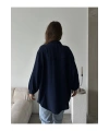 Kadın Lacivert Müslin Kumaş Premium Gömlek