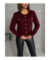 Kadın Şık Düğme Detaylı Düğmeli Hırka - Bordo
