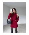 Kadın Bordo Hırka Bluz Yelek 3lü Triko Takım S/M