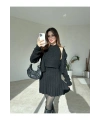 Kadın Siyah Hırka Bluz Yelek 3lü Triko Takım S/M