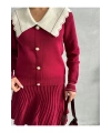 Kadın Bordo Şık Yaka Detaylı Hırka Bluz Etek Alt Üst İkili Takım