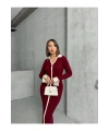 Kadın Bordo Polo Yaka Şık Kol Detaylı Midi Triko Elbise
