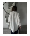 Kadın Ekru Premium Kalite Çizgili Oversize Tiril Gömlek