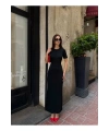 Kadın Siyah Fitilli Kolsuz Yazlık Kumaş Uzun Triko Elbise