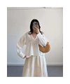 Kadın Uzun Kol Beyaz Premium Müslin Kumaş Gömlek Bluz