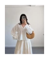 Kadın Uzun Kol Beyaz Premium Müslin Kumaş Gömlek Bluz