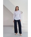 Kadın Beyaz Şık Belden Oturmalı Pensli Uzun Kol Gömlek