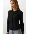 Kadın Siyah Slim Fit Pensli Dar Kesim Günlük Şık Gömlek