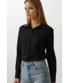 Kadın Siyah Slim Fit Pensli Dar Kesim Günlük Şık Gömlek