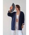 Kadın Lacivert Nakışlı Bohem Stil Premium Kalite Kimono Hırka