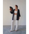 Kadın Lacivert Nakışlı Bohem Stil Premium Kalite Kimono Hırka