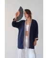 Kadın Lacivert Nakışlı Bohem Stil Premium Kalite Kimono Hırka