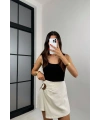 Kadın Şık Toka Detaylı Keten Şort Etek
