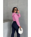Kadın Pembe Şık Yaka Detaylı Uzun Kol Gömlek