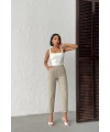Kadın Taş Beli Lastikli Havuç Kesim Bilek Boy %100 Pamuk Keten Pantolon