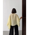 Kadın Yaz Sarısı Oversize Salaş Asimetrik Kesim Transparan Yazlık Şık Gömlek Pelerin Bluz