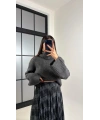 Kadın Siyah Astarlı Asimetrik Kesim Şifon Etek