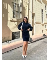 Kadın Lacivert Hırka Etek Alt Üst İkili Triko Takım