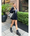 Kadın Siyah Kemerli Triko Kimono Hırka