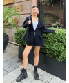 Kadın Siyah Kemerli Triko Kimono Hırka