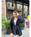 Kadın Siyah Kemerli Triko Kimono Hırka